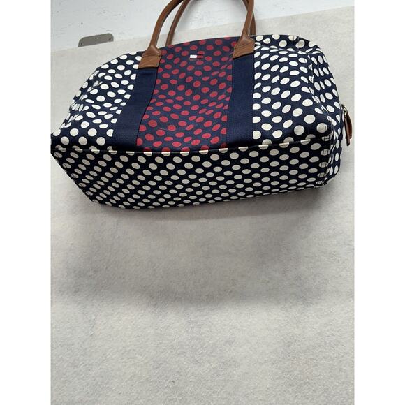 Tommy Hilfiger Canvas Zippered Tote Bag Red White Blue Overnight Classic - Picture 2 of 8